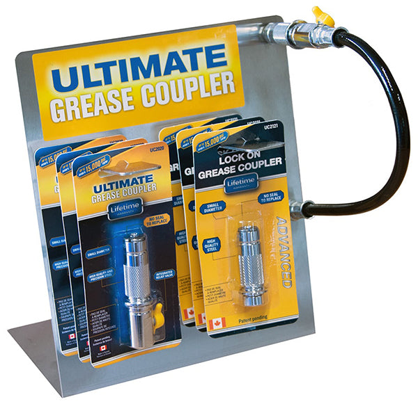 UNIVER-CO LOCK-ON ULTIMATE GREASE COUPLER WITH RELIEF VALVE - COUNTER DISPLAY