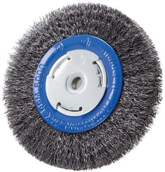 CRIMPED WIRE WHEEL - 6" X 3/4" X 2" (1/2", 5/8") FOR BENCH GRINDER