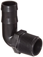 1 INCH X 1 INCH MNPT X HOSE BARB  POLY ELBOW - 90