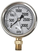3000 PSI LIQUID FILLED  / STAINLESS GAUGE - 2-1/2" DIAMETER