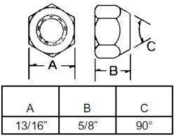 1/2"-20  WHEEL NUT WITH 13/16 INCH HEAD