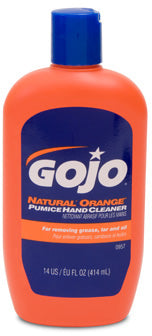 GOJO NATURAL ORANGE HAND CLEANER WITH PUMICE - 14 OZ BOTTLE