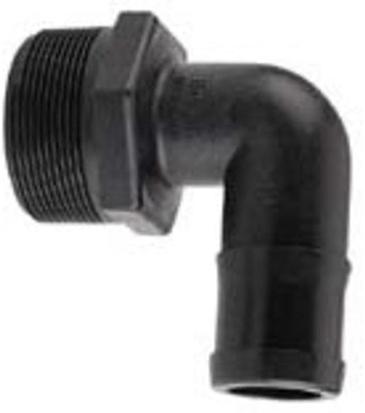 1/4 INCH X 1/4 INCH MNPT X HOSE BARB  POLY ELBOW - 90