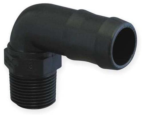 1-1/4 INCH X 1 INCH MNPT X HOSE BARB  POLY ELBOW - 90